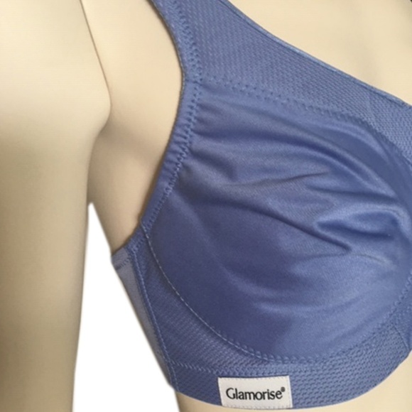 🌸 GLAMORISE Periwinkle Sports Bra 34C New Model 1206 NWT - Picture 3 of 6